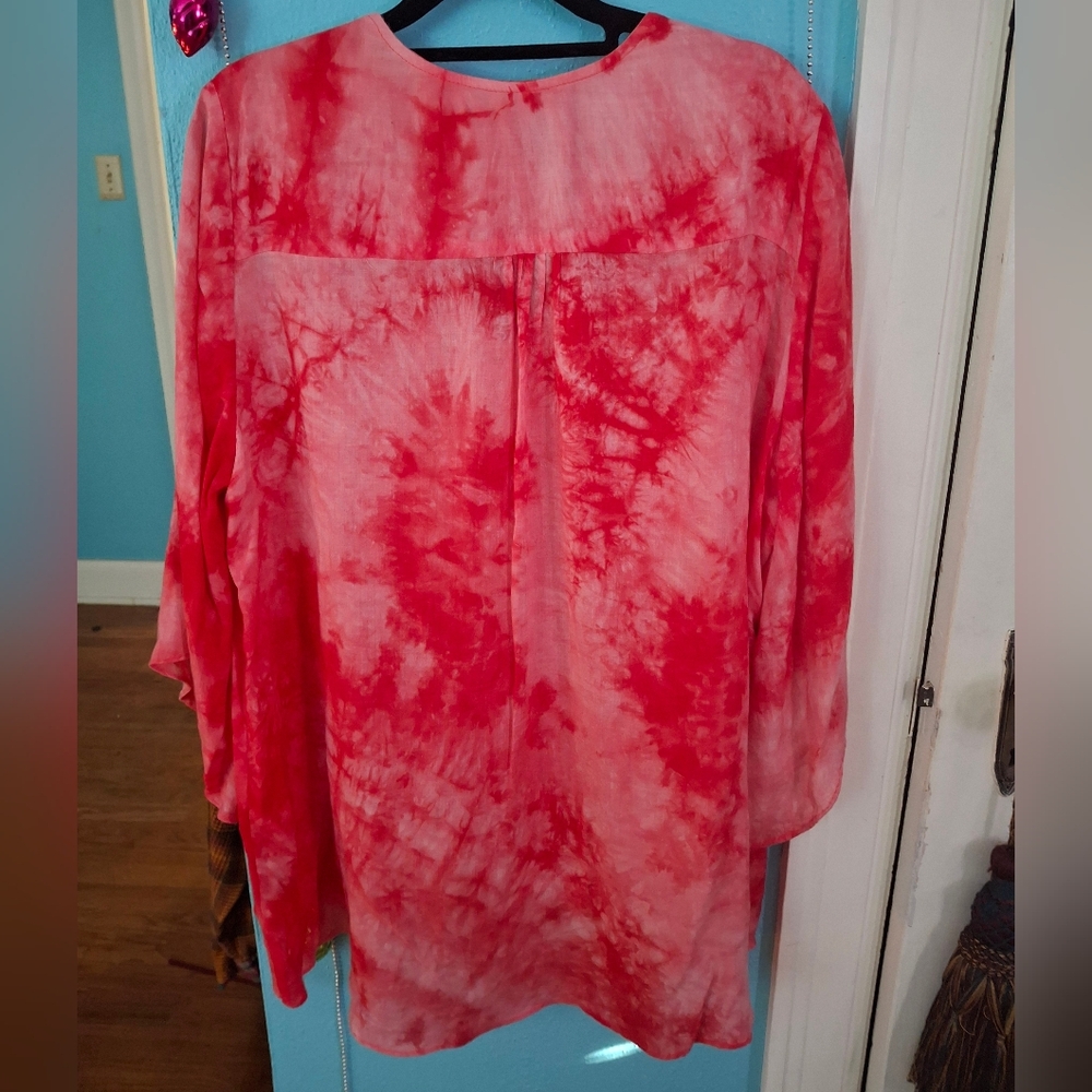 Caleoos Women's L BOHO Melon Tunic W Turquoise Blue Embroidered Front Pre - Picture 5 of 5
